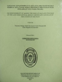 Tanggung Jawab Pembuatan Akta Jual Beli Oleh Pejabat Pembuat Akta Tanah Akibat Sertipikat Dibatalkan Oleh Pengadilan Tata Usaha Negara