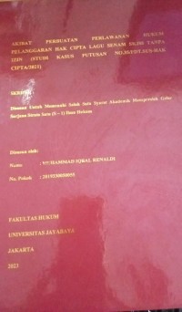 Akibat Perbuatan Perlawanan Hukum Pelanggaran Hak Cipta Lagu Senam SKJ88 Tanpa Izin (Studi Kasus Putusan No.35/Pdt.Sus.Hak Cipta/2021)