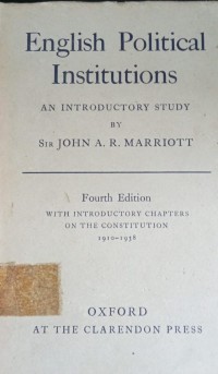 Image of English Political Institutions ( An Introductory Study by Sir John A.R. Marriott )