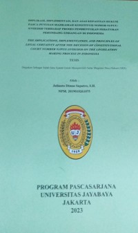 Implikasi,Implementasi,Dan Asas Kepastian Hukum Pasca Putusan Mahkamah Konstitusi Nomor 91/PUU-XVIII/2020 Terhadap Proses Pembentukan Peraturan Perundang-Undangan Di Indonesia