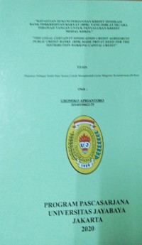 Kepastian Hukum Perjanjian Kredit Sindikasi Bank Perkreditan Rakyat (BPR) Yang Dibuat Secara Dibawah Tangan Untuk Penyaluran Kredit Modal Kerja