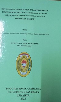 Kewenagnan Kementerian Dalam Negeri Dan Kementerian Hukum Dan Hak Asasi Manusia Dalam pengharmonisasisan Rancangan Peraturan Daerah