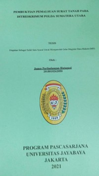 Pembuktian Pemalsuan Surat Tanah Pada Ditreskrimum Polda Sumatera Utara