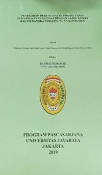 Penegakan Hukum Tindak Pidana Tidak Sesuainya Takaran Gas Dengan Label Etikef Dalam Rangka Perlindungan Konsumen