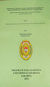 Penerapan Pidana Di Bawah Minimum Khusus Dalam Perkara Tindak Pidana Narkotika