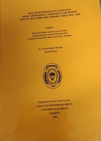 Pengaruh Pendapatan Usaha Dan Beban OperasionalTerhadap Laba Bersih Pada Pt.Bluae Bird TBK.Periode Tahun 2016-2020