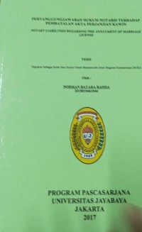 PertanggungJawaban Hukum Notaris Terhadap Pembatalan Akta Perjanjian Kawin