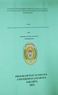 Tanggung Jawab Direksi Terhadap Pemegang Saham Atas Pelanggaran Prinsip Keterbukaan Informasi Di Pasar Modal