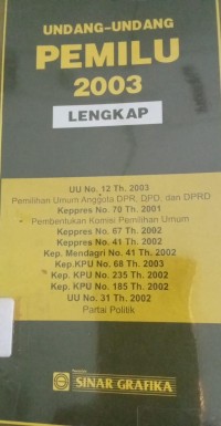 Image of Undang - Undang Pemilu 2003