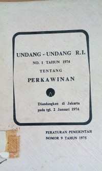 Image of Undang - Undang R.I. No.1 Tahun 1974 Tentang Perkawinan