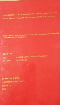 Wanprestasi Pada Perjanjian Pra Akuisisi Oleh PT.Asda ( Studi Kasus Putusan PN Medan Nomor : 559/Pdt.G/2017/ PN MDN )