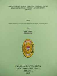 Image of Perlindungan Hukum Terhdap Penerima Gadai Atas Harta PusakoTinggi Yang Dijadikan Jaminan