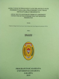 Image of Akibat Hukum Perjanjian Yang Dilakukan noleh Pemberi Waralaba (Franchisor)  Yag nTidak Mendaftarkan Prospektus