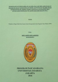 Kewenangan Pengadilan Agama Dalam Melaksanakan Eksekusi Hak Tanggungan Setelah Putusan Mahkamah Konstitusi No.93/PUU-X/2012 Tanggal 29 Agustus 2013 (Studi Kasus Penetapan No.66/Pen.Eks/APHT/2012/PN.TNG