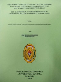 Image of Perlindungan Hukum Terhadap Anggota Koperasi Atas Modal Penyertaan Pada Koperasi Yang Dinyatakan Pailit Oleh Pengadilan