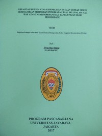 Image of Kepastian Hukum Atas Kepemilikan Satuan Rumah Susun Berdasarkan Perjanjian Pengikatan Jual Beli Dalam Hal Hak Atas Tanah Dibebani Hak Tangguangan Oleh Pengembang