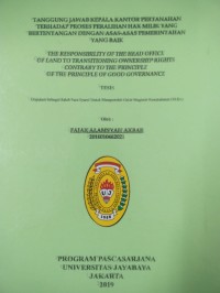 Tanggaungjawab Kepala Kantor Pertanahan Terhadap Proses Peralihan Hak Milik Yang Berttentangan Dengan Asas-asas Pemerintahan Yang Baik