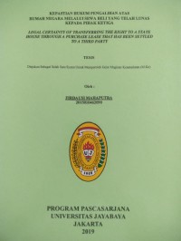 Image of Kepastian Hukum Pengalihan Atas Rumah Negara Melalui Sewa Beli Yang Telah Lunas Kepada Pihak Ketiga