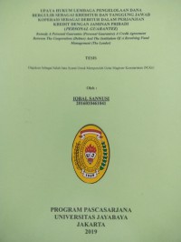 Image of Upaya Hukum Lembaga Pengelolaan Dana Bergulir Sebagai Kreditur Dan Tanggung Jawab Koperasi Sebagai Debitur Dalam Perjanjian Kredit Dengan Jaminan Pribadi ( Personal Guarantee )