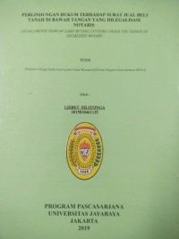 Image of Perlindungan Hukum Terhadap Suarat jual Beli anah Di bawah Tangan Yang Dilegalisasi Notaris