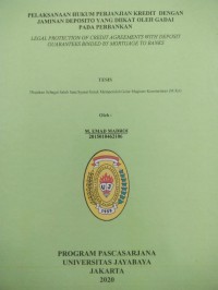 Image of Pelaksanaan Hukum Perjanjian Kredit Dengan Jaminan Deposito Yang  Diikat Oleh Gadai Pada Perbankan