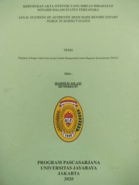 Image of Kedudukan Akta Otentik Yang Dibuat Dihadapan Notaris Dalam Status Tersangka