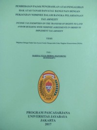 Image of Pembebasan Pajak Penghasilan Atas Pengalihan Hak Atas Tanah Dan Atau Bangunan Dengan Perjanjian Nominee Dalam Rangka Pelaksanaan Tax Amnesty