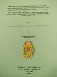 Image of Perlindungan Hukum Bagi Konsumen Yang Membeli Properti Berdasarkan Hak Pengelolaan Dan Akta Jual Beli Yang Dibuat Oleh Pejabat Pembuat Akta Tanah