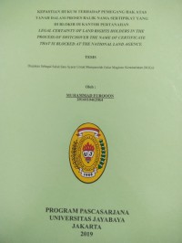 Image of Kepastian Hukum Terhadap Pemegang Hak Atas Tanah Dalam Proses Balik Nama Sertipikat Yang Di Blokir Di Kantor Pertanahan