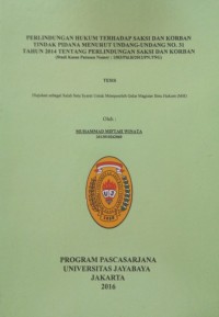 Image of Perlindungan Hukum Terhadap Saksi Dan Korban Tindak Pidana Menurut Undang-Undang No.31 Tahun 2014 Tentang Perlindungan Saksi Dan Korban (Studi Kasus Putusan Nomor: 1503/Pid.B/2012/PN.Tng)