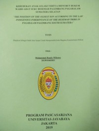 Image of Kedudukan Anak Lelaki Tertua Menurut Hukum Waris Adat Suku Basemah Palembang Pagaralam Sumatera Selatan