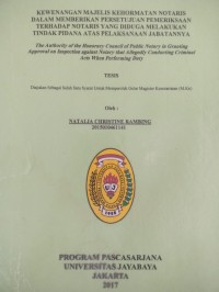 Image of Kewenangan Majelis Kehormatan Notaris Dalam Memberikan Persetujuan Pemeriksaan terhadap Notaris Yang Diduga Melakukan tindak pidana Atas Pelaksanaan jabatannya