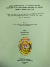 Image of Kepastian Hukum Akta yang Dibuat Notaris Pengganti Yang Melampaui Batas Waktu Masa Jabatan