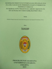 Image of Signifikansi Persetujuan Otoritas Jasa Keuangan Atas Jual Beli Saham Bank Perkreditan Rakyat Berbentuk Perseroan Terbatas