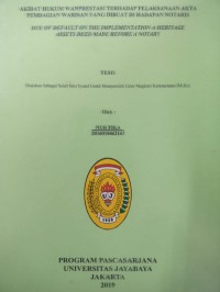 Image of Akibat Hukum Wanprestasi Terhadap Pelaksanaan Akta Pembagian Warisan Yang Dibuat Di Hadapan Notaris