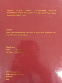 Image of ANALISIS HUKUM TERKAIT PENYELESAIAN GUGATAN WANPRESTASI DALAM PERJANJIAN JUAL BELI (Studi Kasus Putusan Nomor 695/PDT/2018/PT DKD)