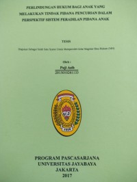 Image of Perlindungan Hukum Bagi Anak Yang Melakukan Tindak Pidana Pencurian Dalam Perspektif Sistem Peradilan Pidana Anak
