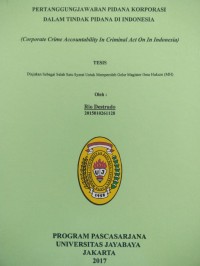 Image of Pertanggungjawaban Pidana Korporasi Dalam Tindak Pidana Di Indonesia