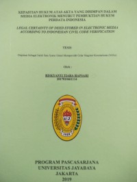 Image of Kepastian Hukum Ats Akta yang Disimpan Dalam Media Elektronik Menurut Pembuktian Hukum Perdata indonesia (Legal Certainty Of Deed Stored In Electronic Media According To Indenesia Civil Code Verfication