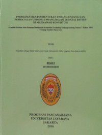 Problematika Pembentukan Undang-Undang Dan Pembatalan Undang-Undang Dalam Judicial Review DI Mahkamah Konstitusi