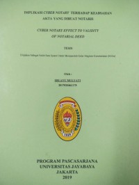 Image of Implikasi Cyber Notary Terhadp Keabsahan akta Yang Dibuat Notaris