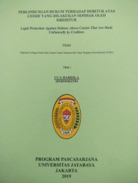 Image of Perlindungan Hukum Terhadap Debitur Atas CESSIE Yang Dilakukan Sepihak Oleh Kreditur