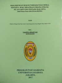Image of Perlindungan Hukum Terhadap Hak Moral Pencipta Buku Dikaitkan Undang-Undang No. 28 Tahun 2014 Tentang Hak Cipta (Studi Putusan Nomor :306K/Pdt.Sus-HKI/2014)