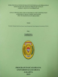 Image of Perlindungan Hukum Bagi Investor Dalam Perjanjian Kerjasama Dilakukan Dibawah Tangan Akibat adanya Wanprestasi
