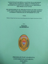 Image of Tanggungjawab Kepala Kantor Wilayah Badan Pertanahan Nasional Terkait Kewenangan Menerbitkan Keputusan Pembatalan Sertipikat Hak Milik Atas Tanah