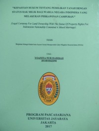 Image of Kepastian Hukum Tentang Pemilikan Tanah Dengan Status Hak Milik Bagi Warga Negara Indonesia Yang Melakukan Perkawinan Campuran