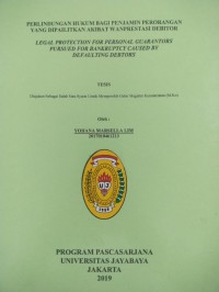 Image of Perlindungan Hukum Bagi Penjamin Perorangan Yang Dipailitkan Akibat Wanprestasi Debitor